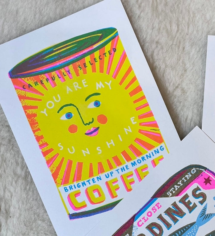 A4 risograph art print ‘You are my sunshine’ by The Printed Peanut