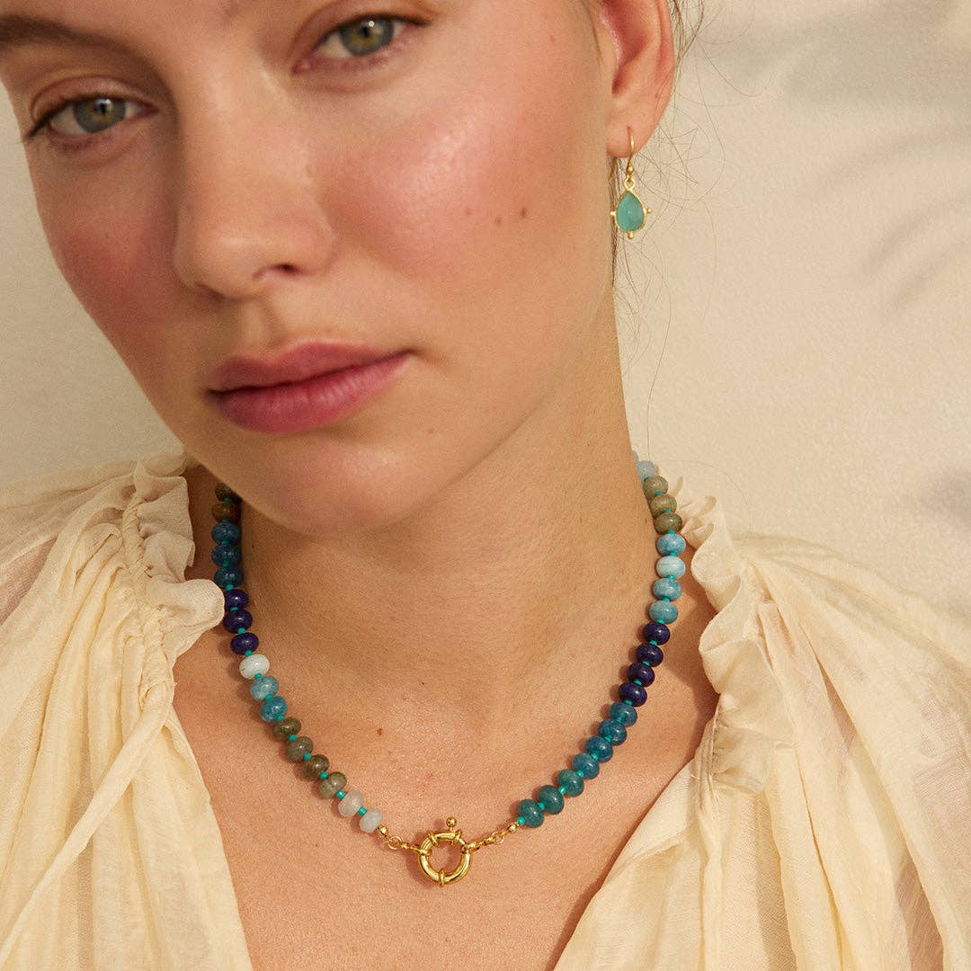 Kauai Chunky Beaded Necklace Blue