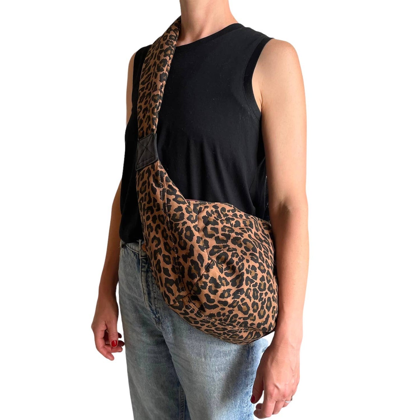 Brixton cross body sling bag - leopard print brown - large