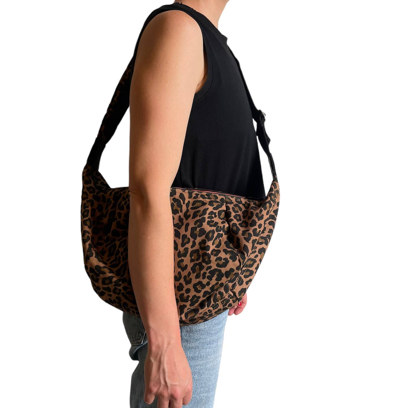 Brixton cross body sling bag - leopard print brown - large