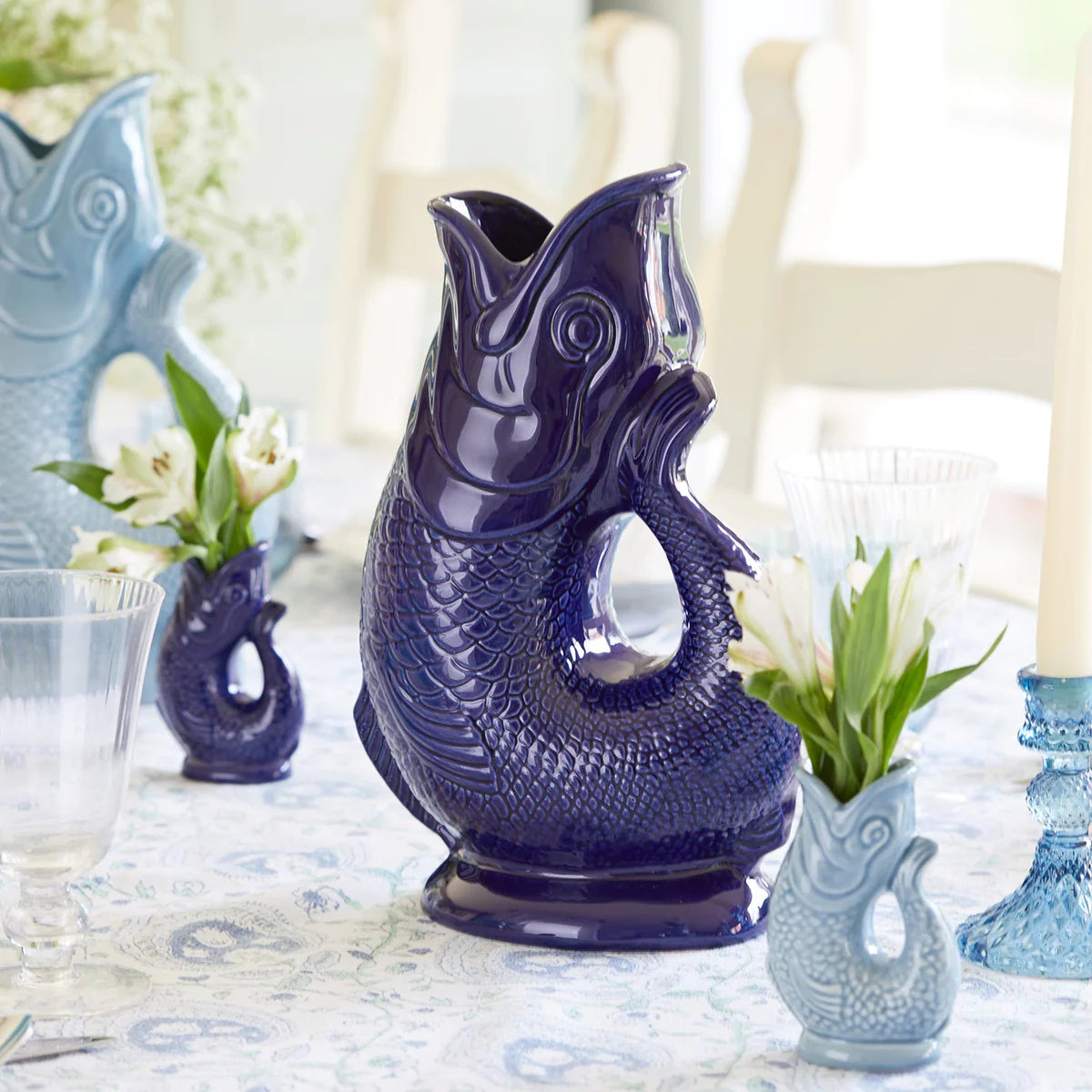 Cobalt fish jug By Gurgly