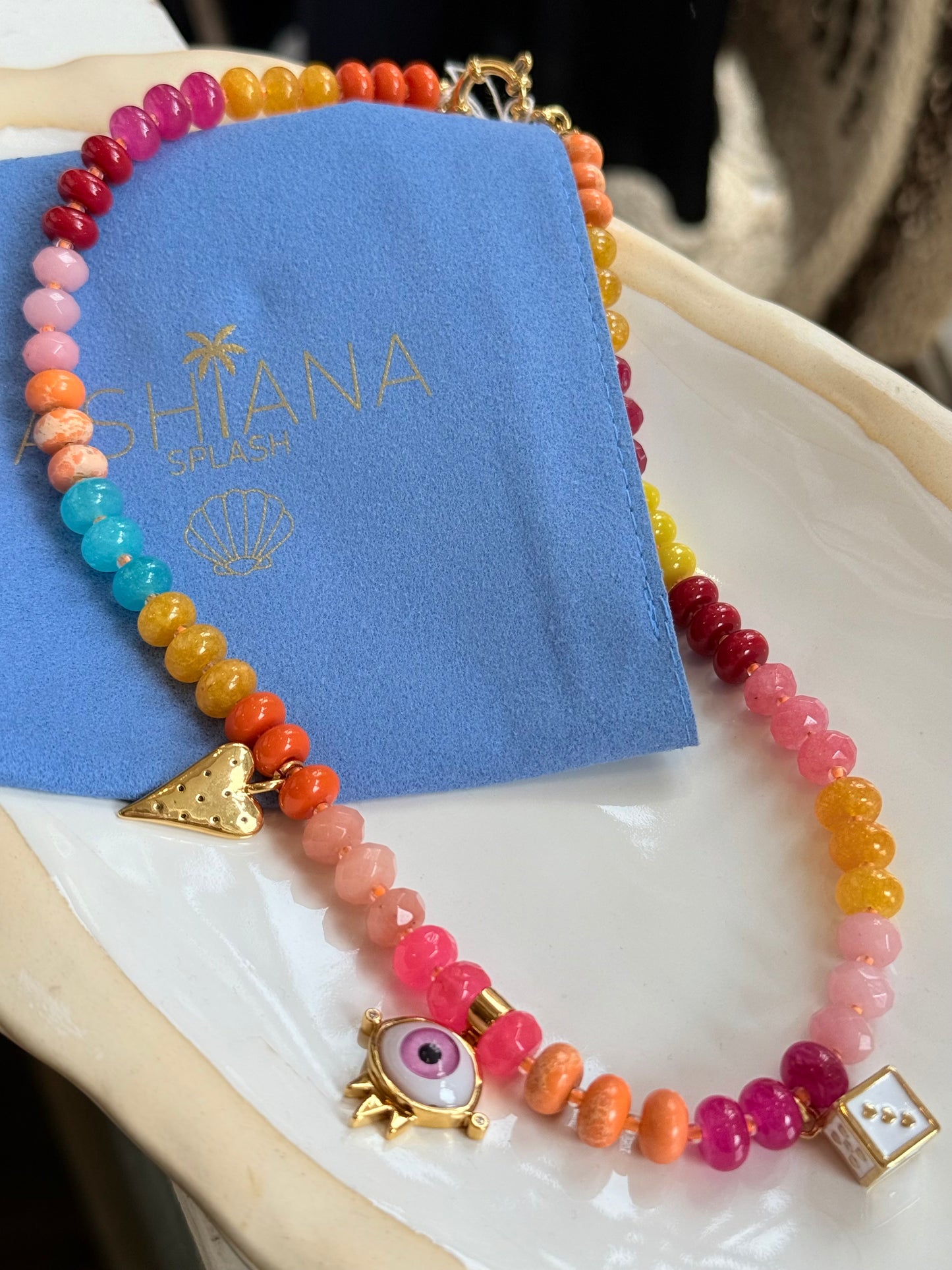 Sunset Talisman Chunky Beaded Necklace