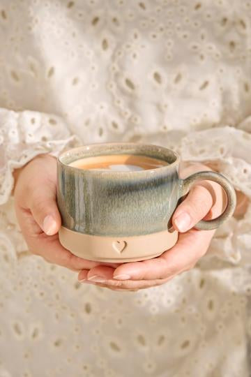 Heart stamp stoneware mug by Ib Laursen