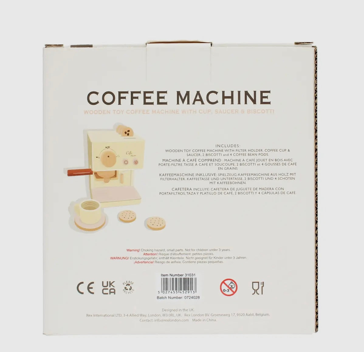 Wooden toy coffee machine playset