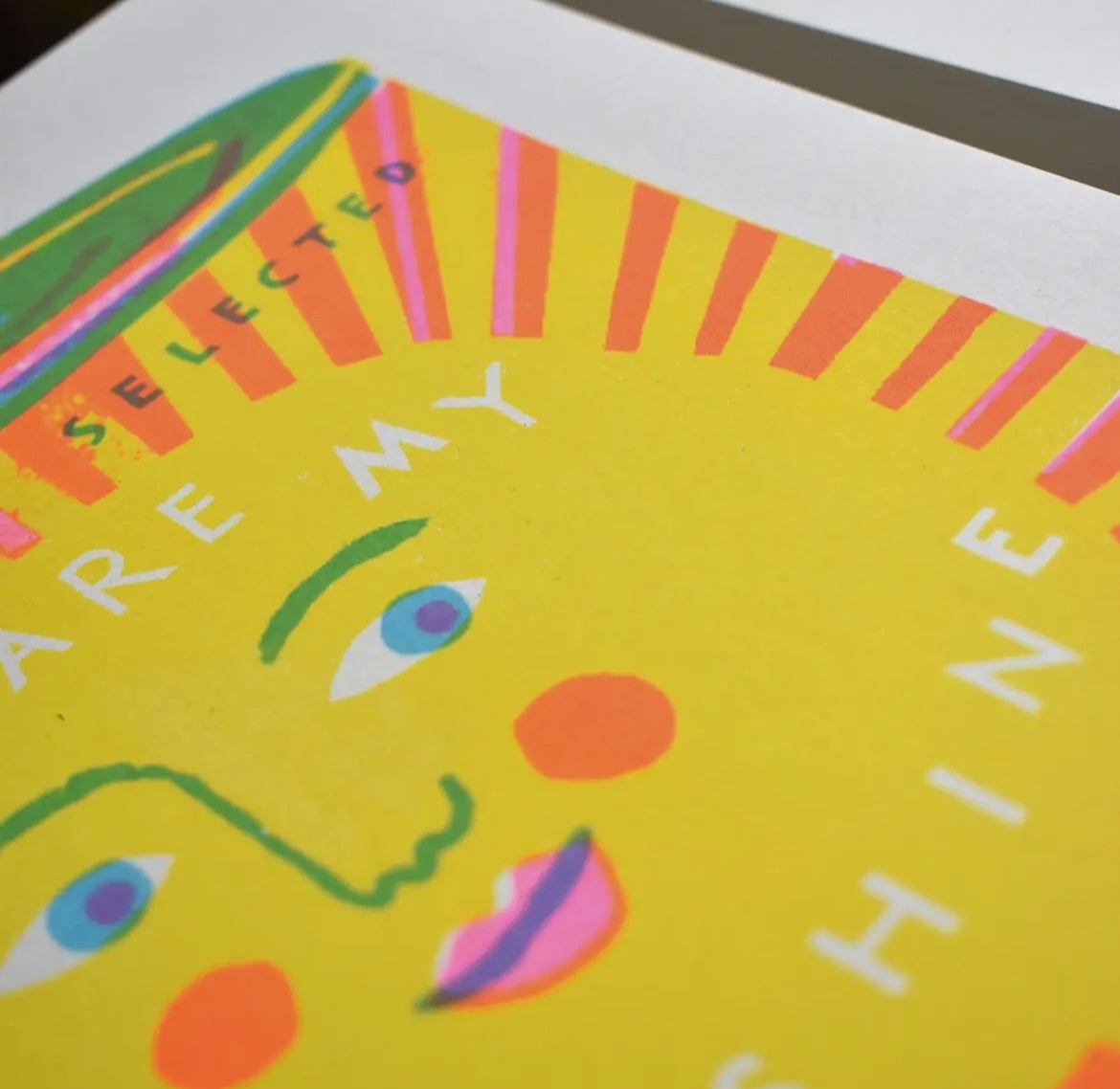 A4 risograph art print ‘You are my sunshine’ by The Printed Peanut