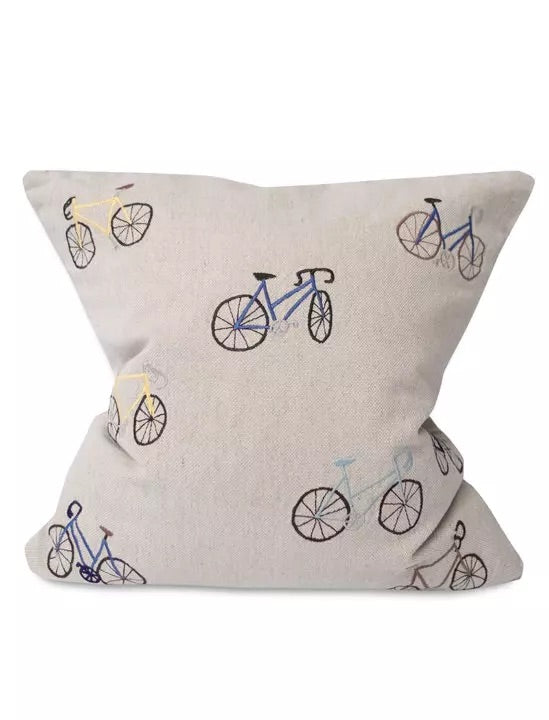 Bicycle embroidered cushion by Fine Little Day