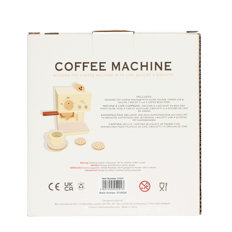Wooden toy coffee machine playset