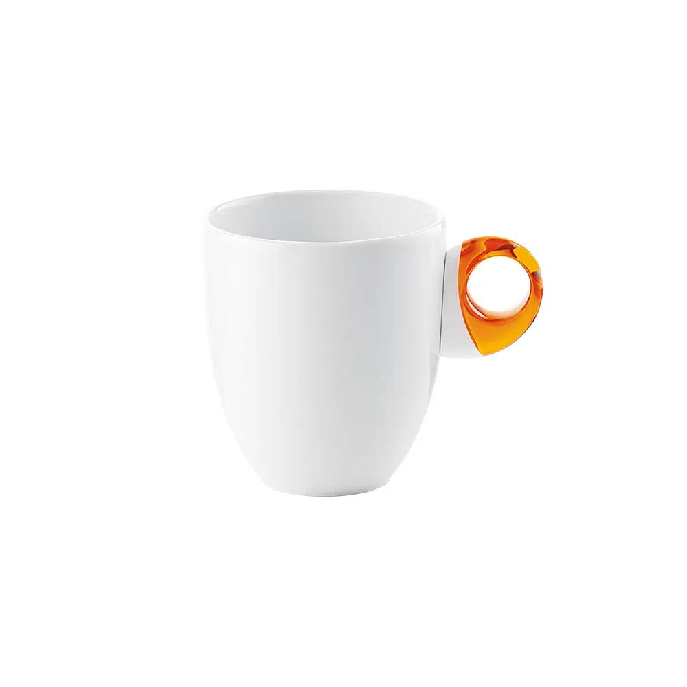 Guzzini Feeling Mug White Porcelain with Orange Acrylic Handle