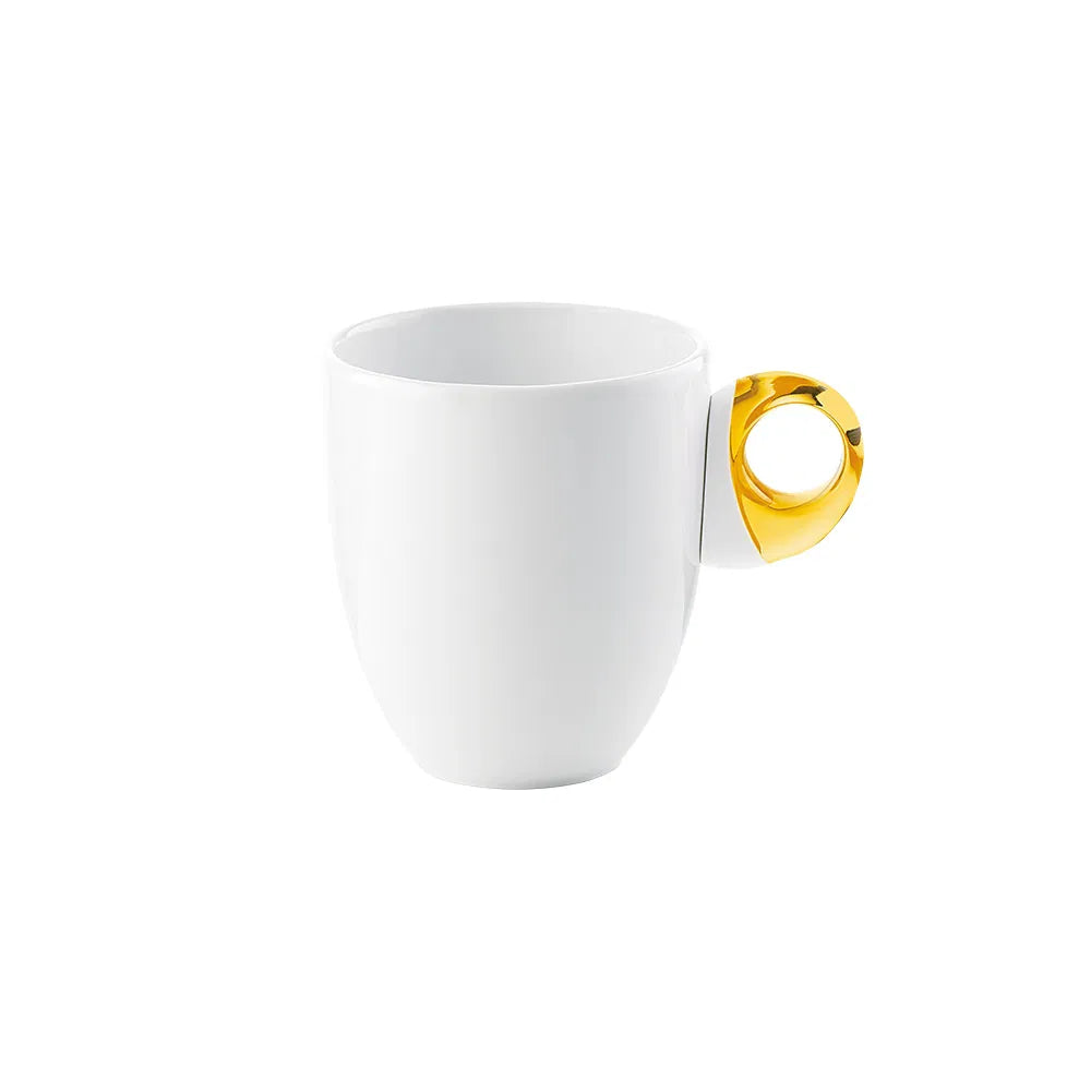 Guzzini Feeling Mug White Porcelain with Gold Acrylic Handle