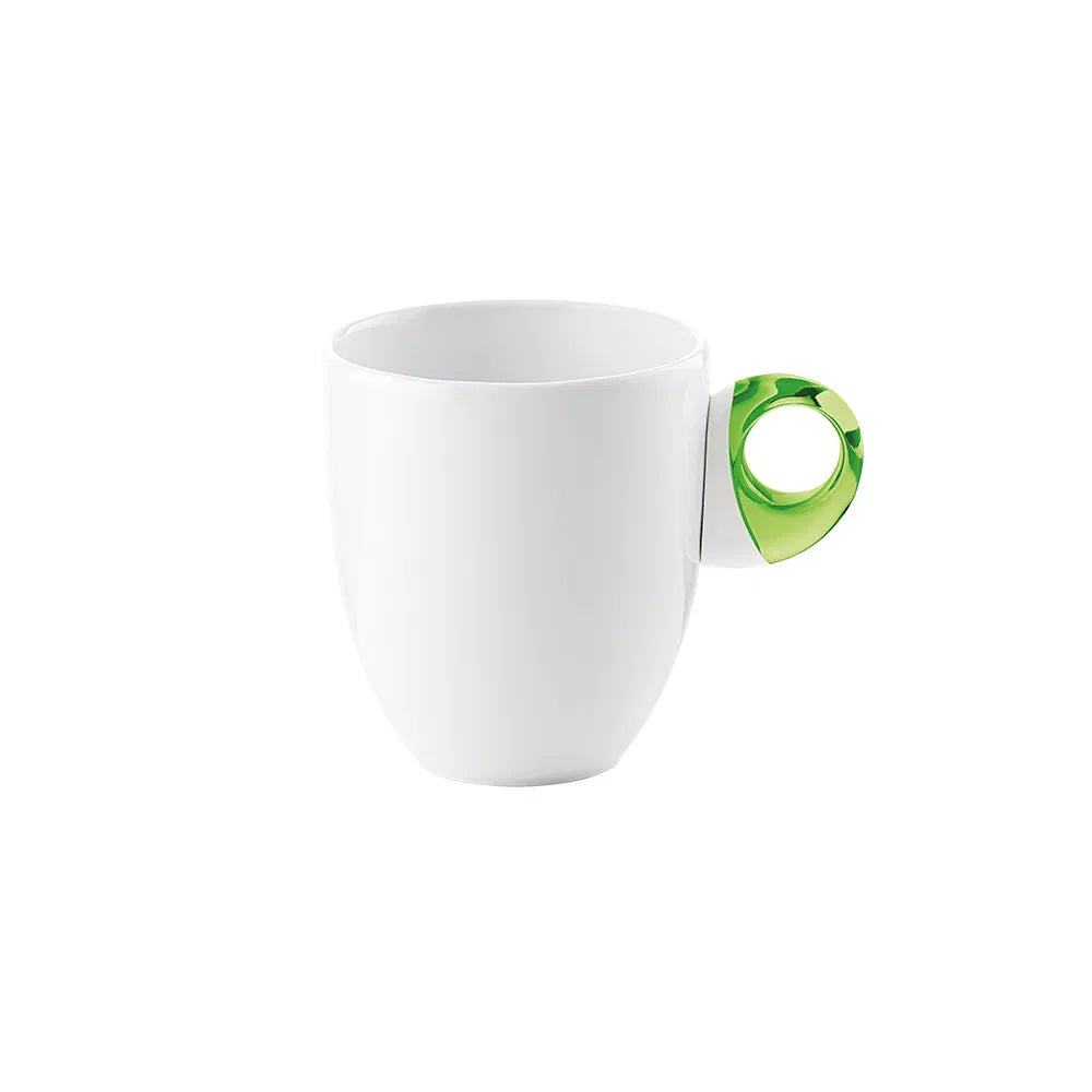 Guzzini Feeling Mug White Porcelain with Green Acrylic Handle