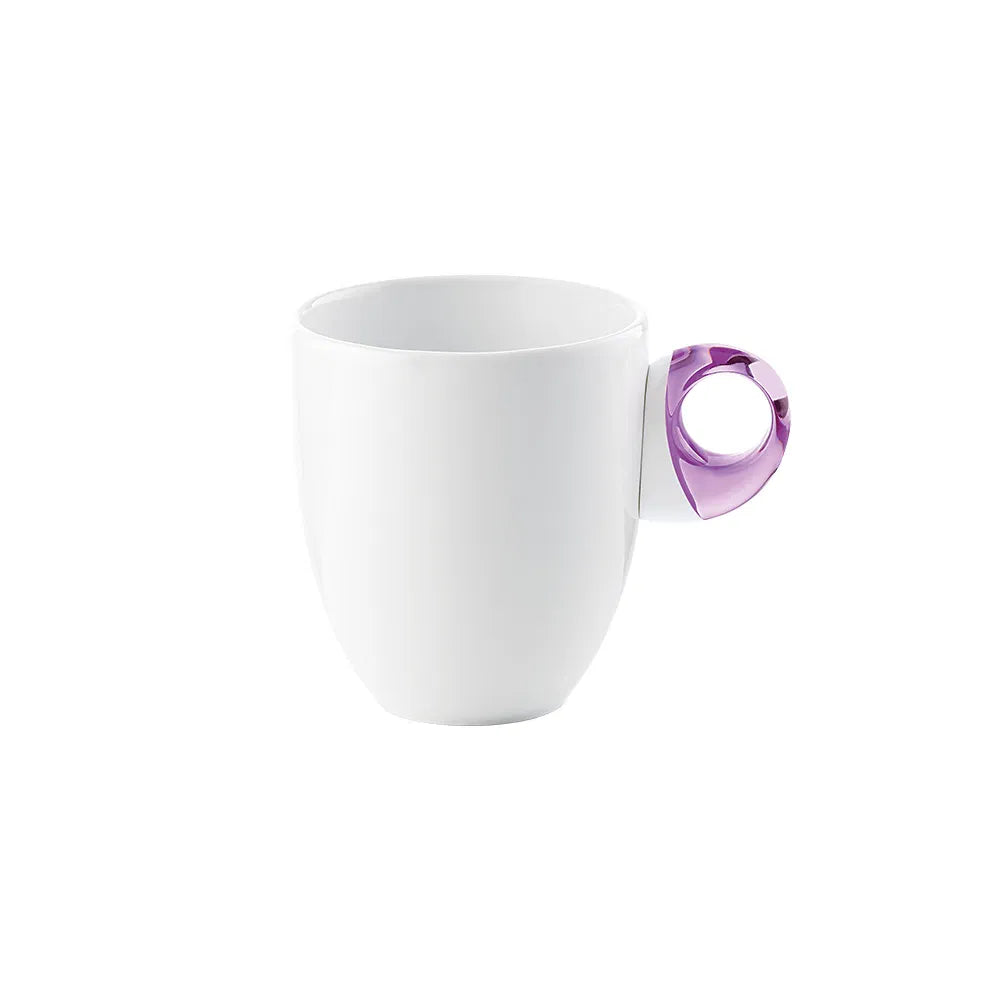 Guzzini Feeling Mug White Porcelain with Violet Acrylic Handle