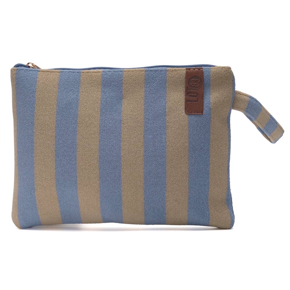 Zipped Terry pouch blue and grey