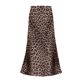 Satin Slip Skirt in Leopard Print