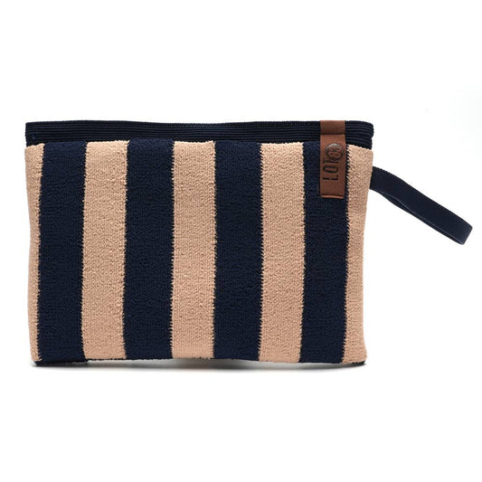 Zipped Terry pouch navy and tan