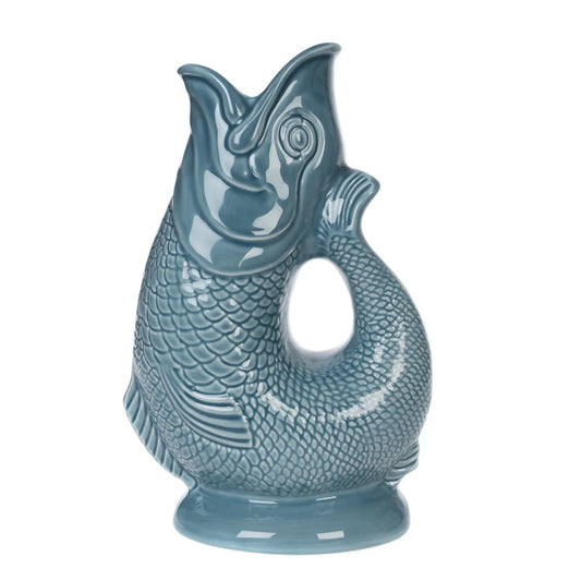 Blue grey fish jug By Gurgly