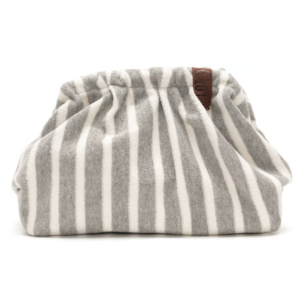 Grey and white terry clutch bag