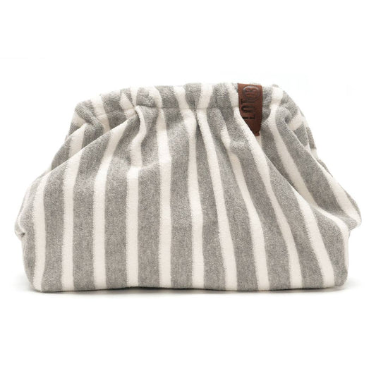 Grey and white terry clutch bag