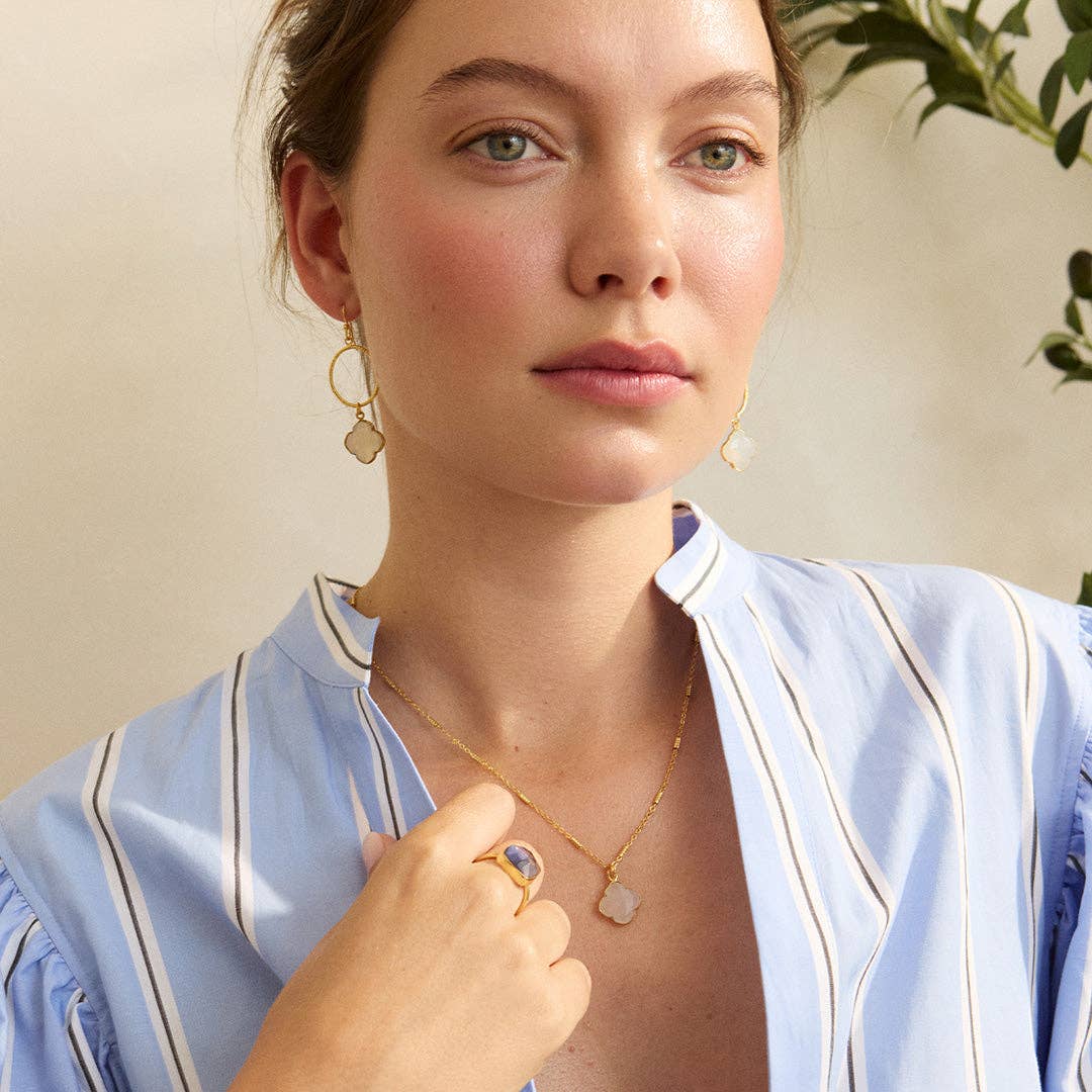 Clover Hoop Earrings White