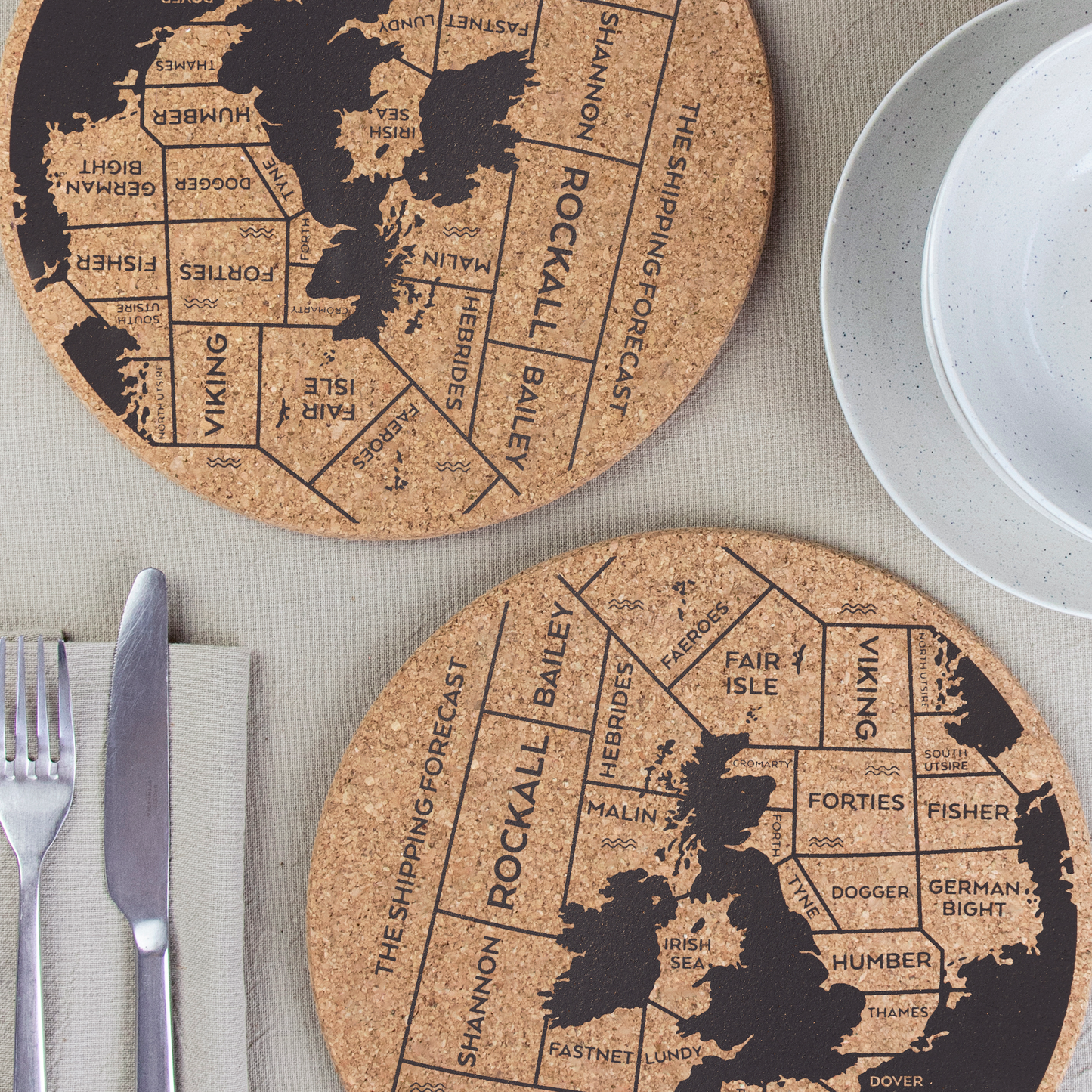 Cork Placemat 30cm - Shipping Forecast S/4