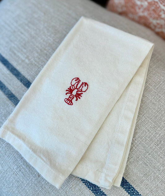 Lobster embroidered napkin