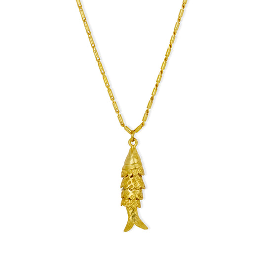 Playa Gold Fish Pendant Necklace