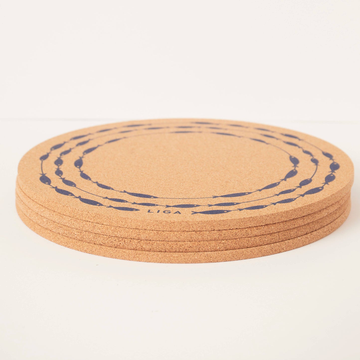 Cork Placemat 30cm - Fish on a Line S/4