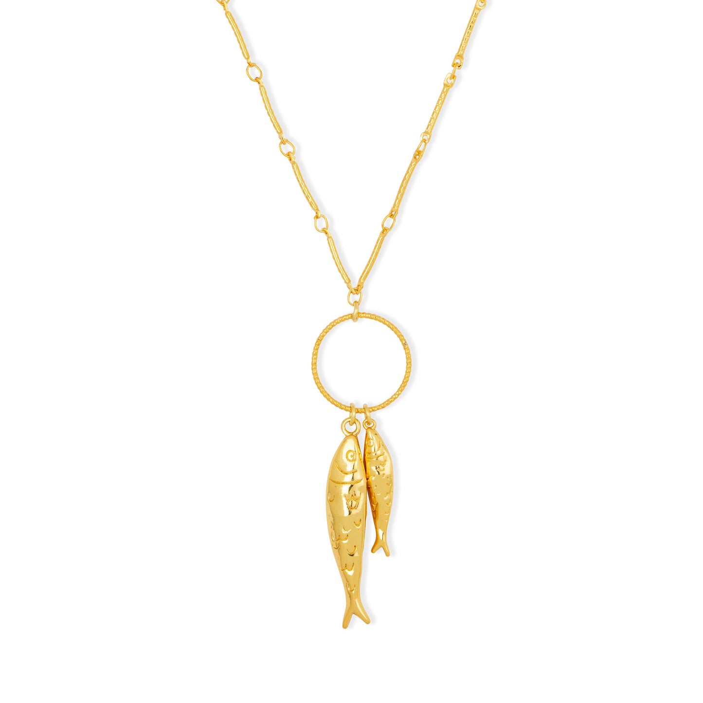 Sardine Fish Long Gold Necklace