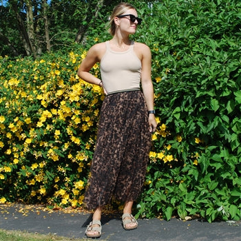 Tulle Layer Skirt in Dark Brown Leopard Print