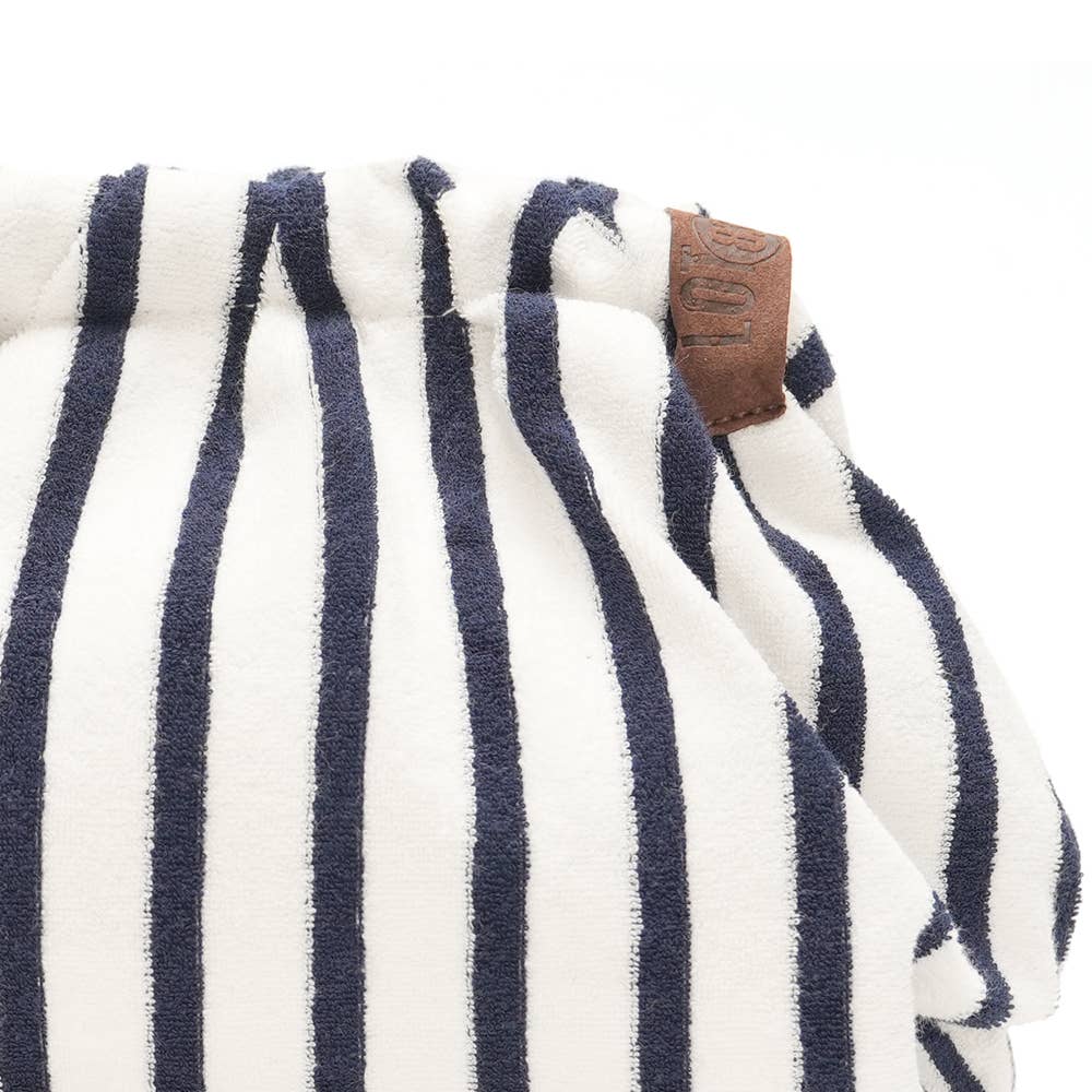 Navy and white terry clutch