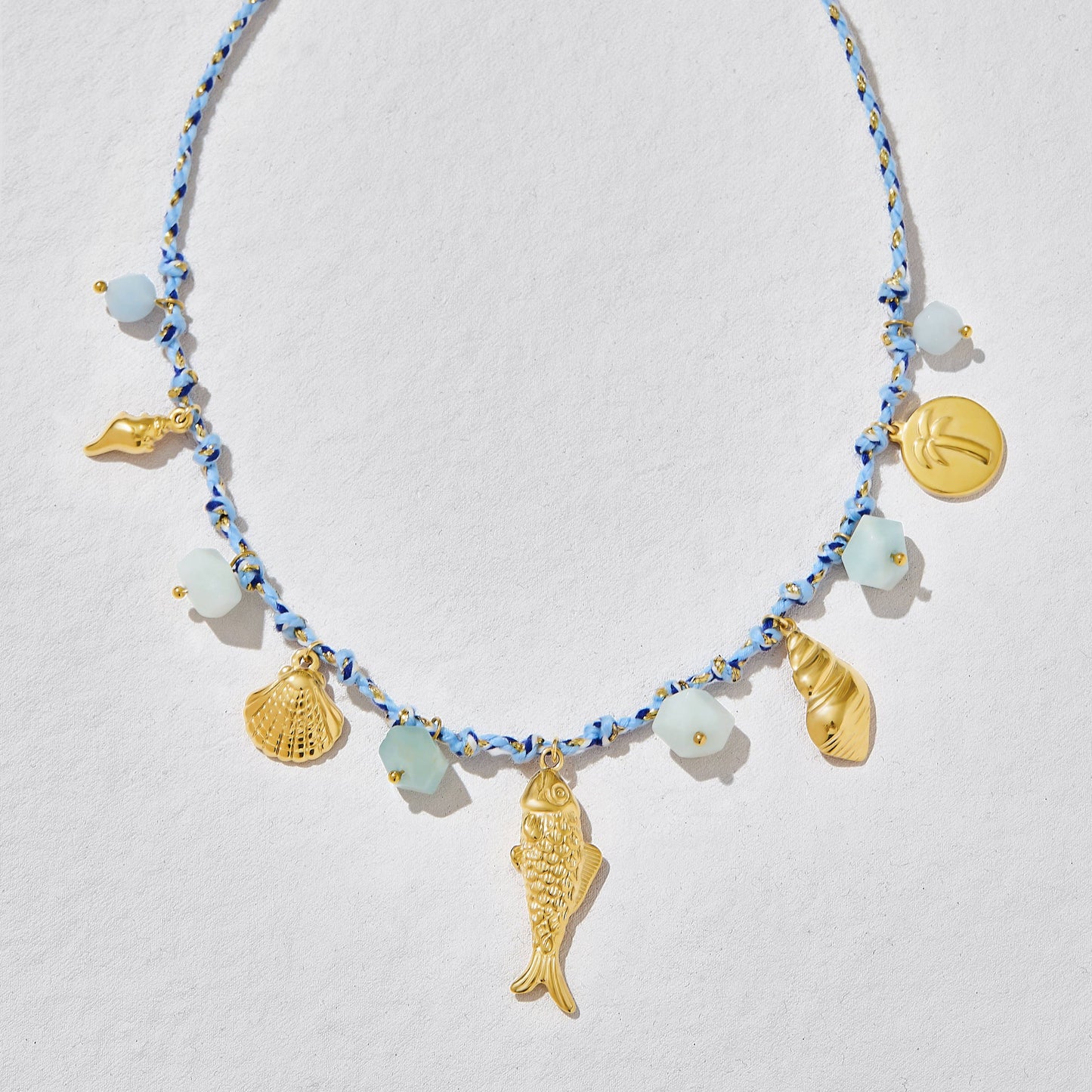 Finn Braided Fish And Shell Charm Necklace