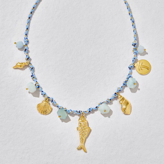 Finn Braided Fish And Shell Charm Necklace
