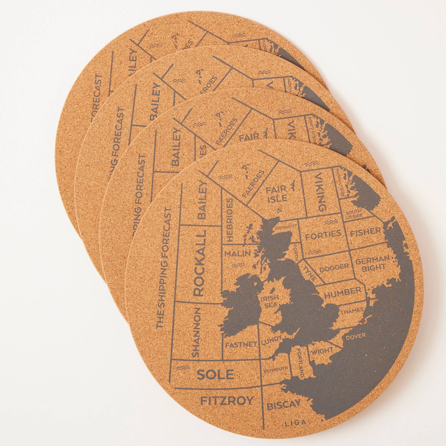 Cork Placemat 30cm - Shipping Forecast S/4