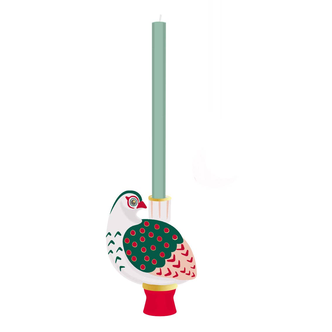 Hand-Painted Bird Ceramic Candle Holder
