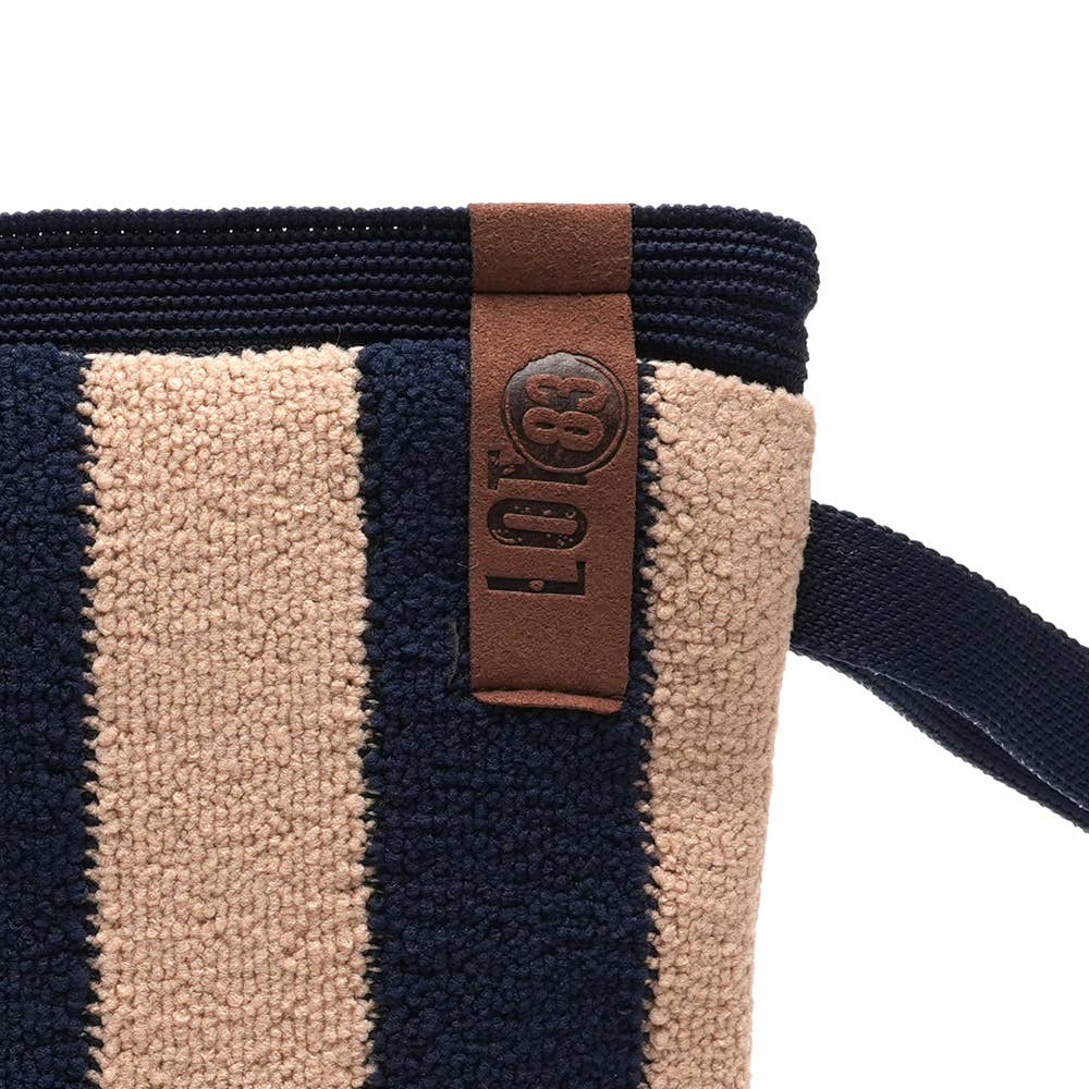 Zipped Terry pouch navy and tan