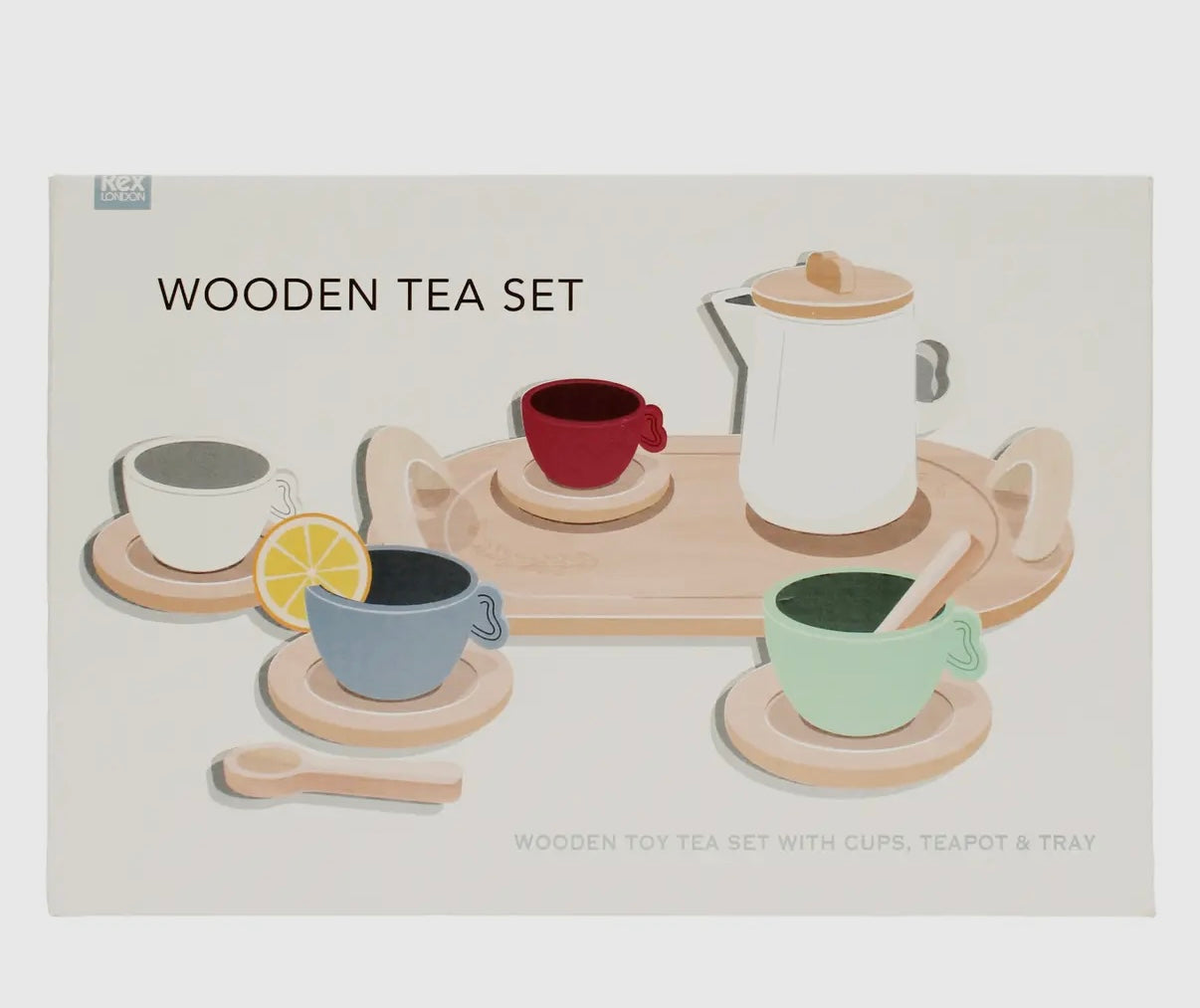 Wooden toy tea playset