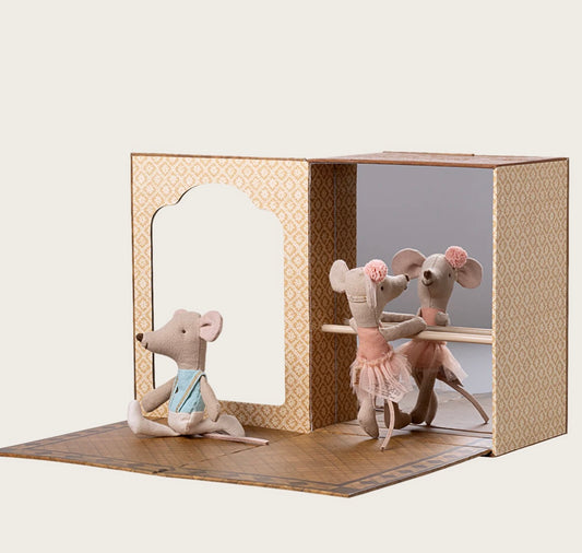 Ballet mice in dance studio by Maileg