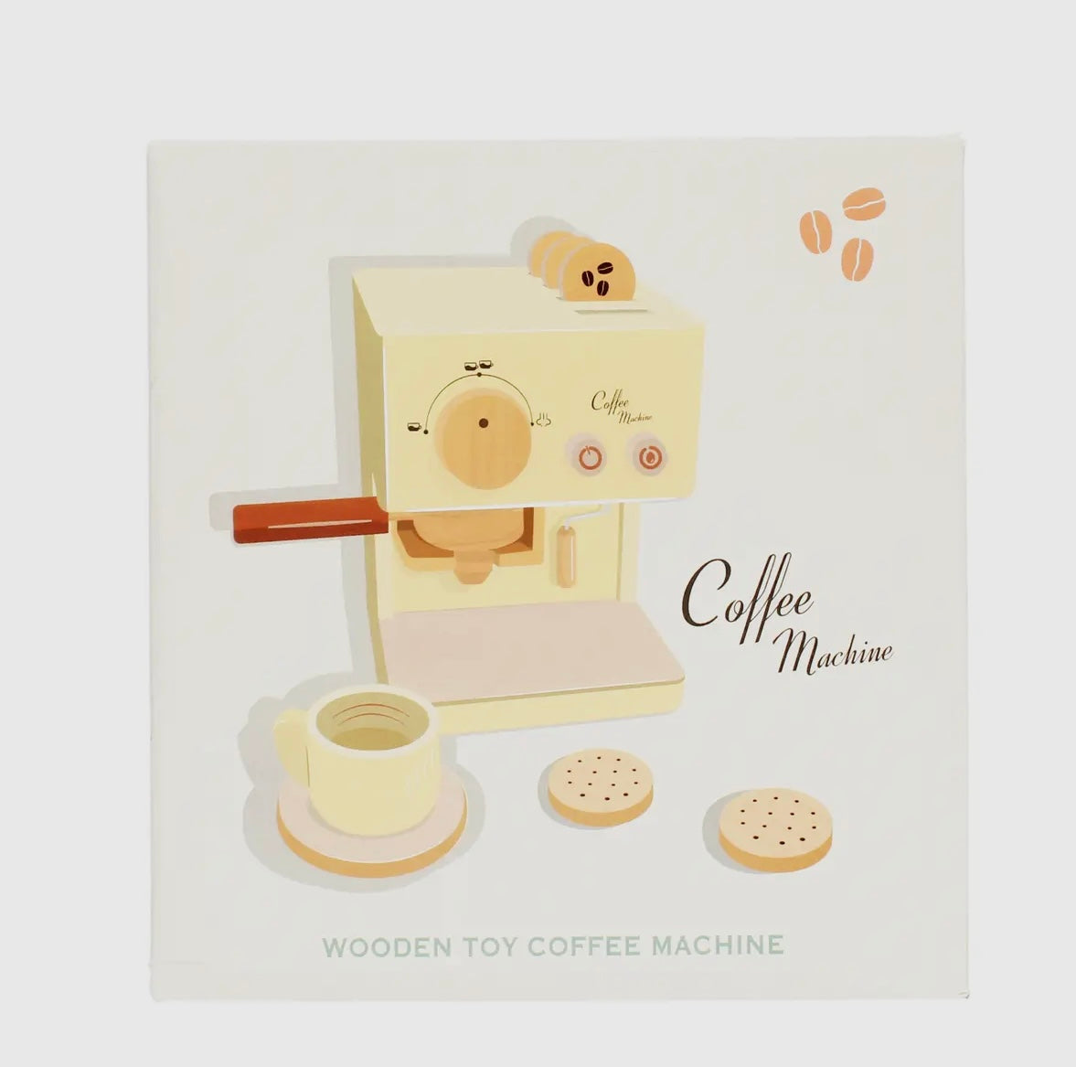 Wooden toy coffee machine playset