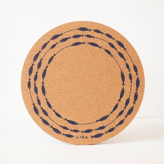 Cork Placemat 30cm - Fish on a Line S/4