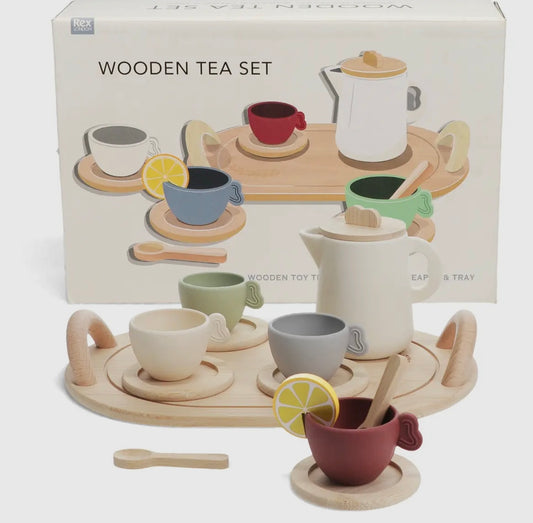 Wooden toy tea playset