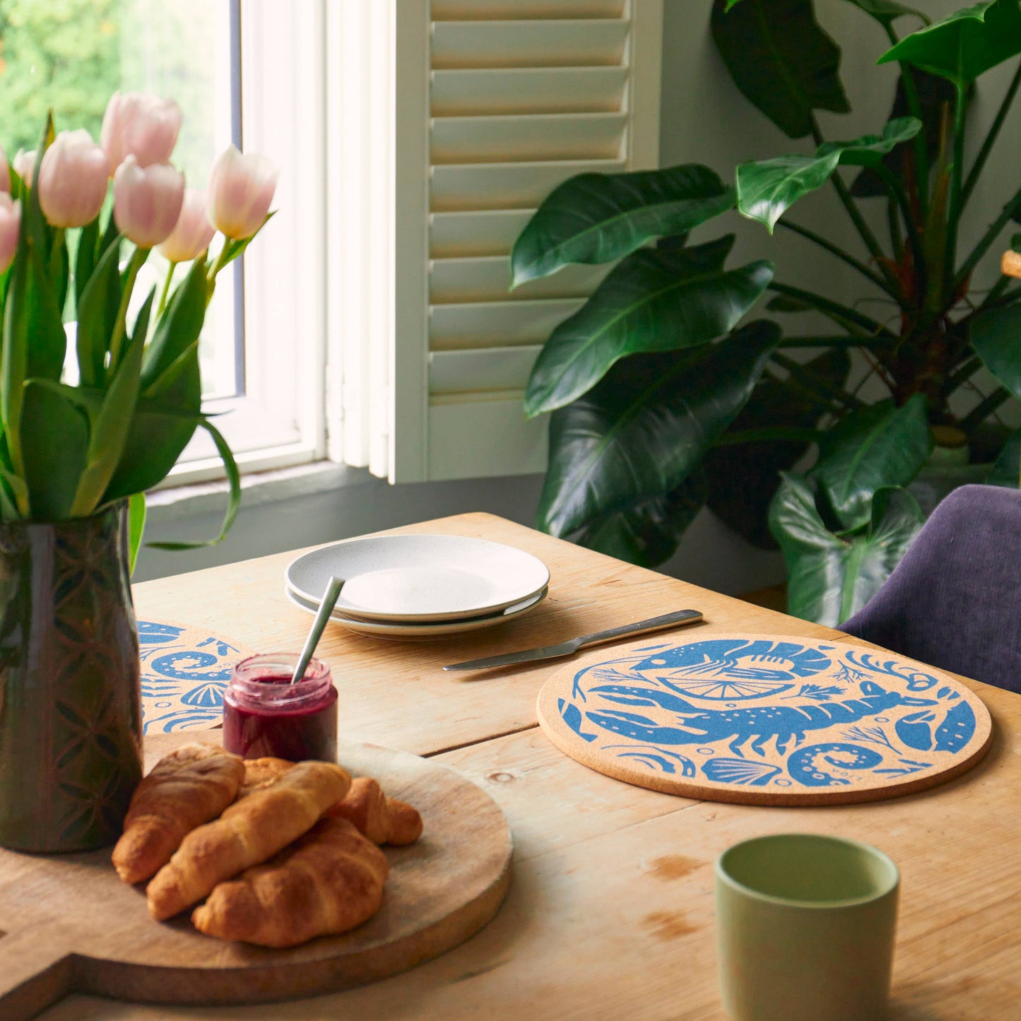 Cork Placemat 30cm - Seafood Platter S/4