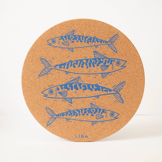 Cork Placemat 30cm - Mackerel S/4