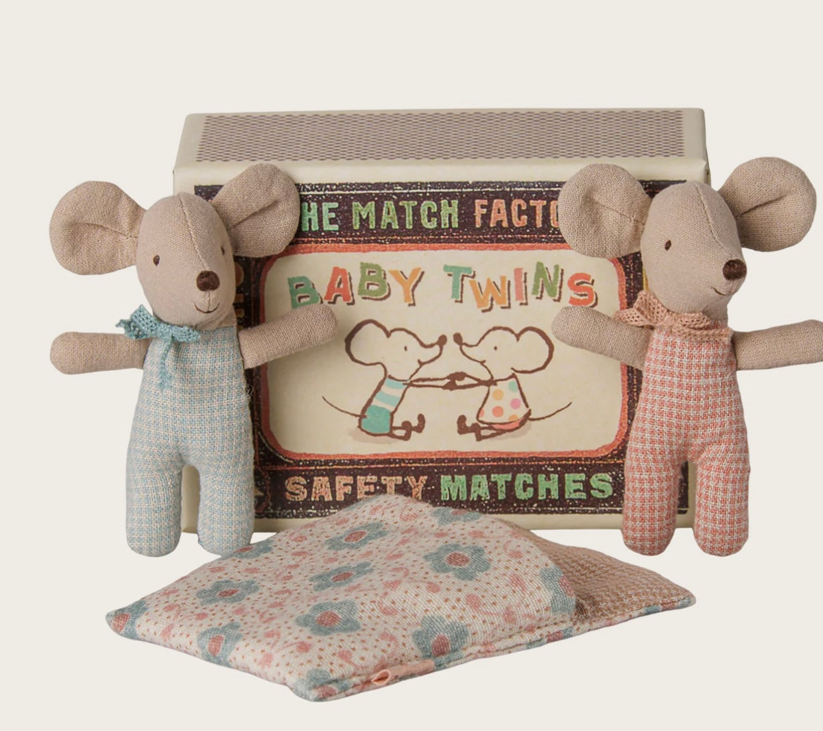Twins, Baby mice in matchbox by Maileg (checker)
