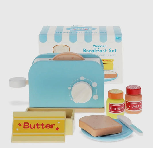 Wooden toy breakfast set