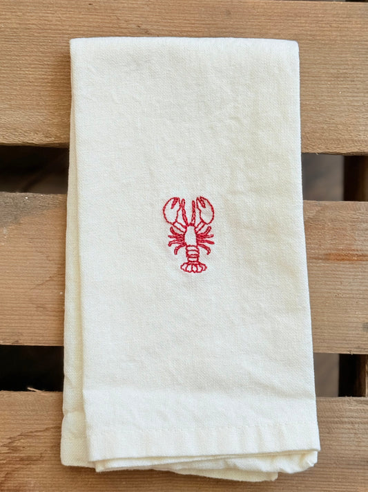 Lobster embroidered napkin-red