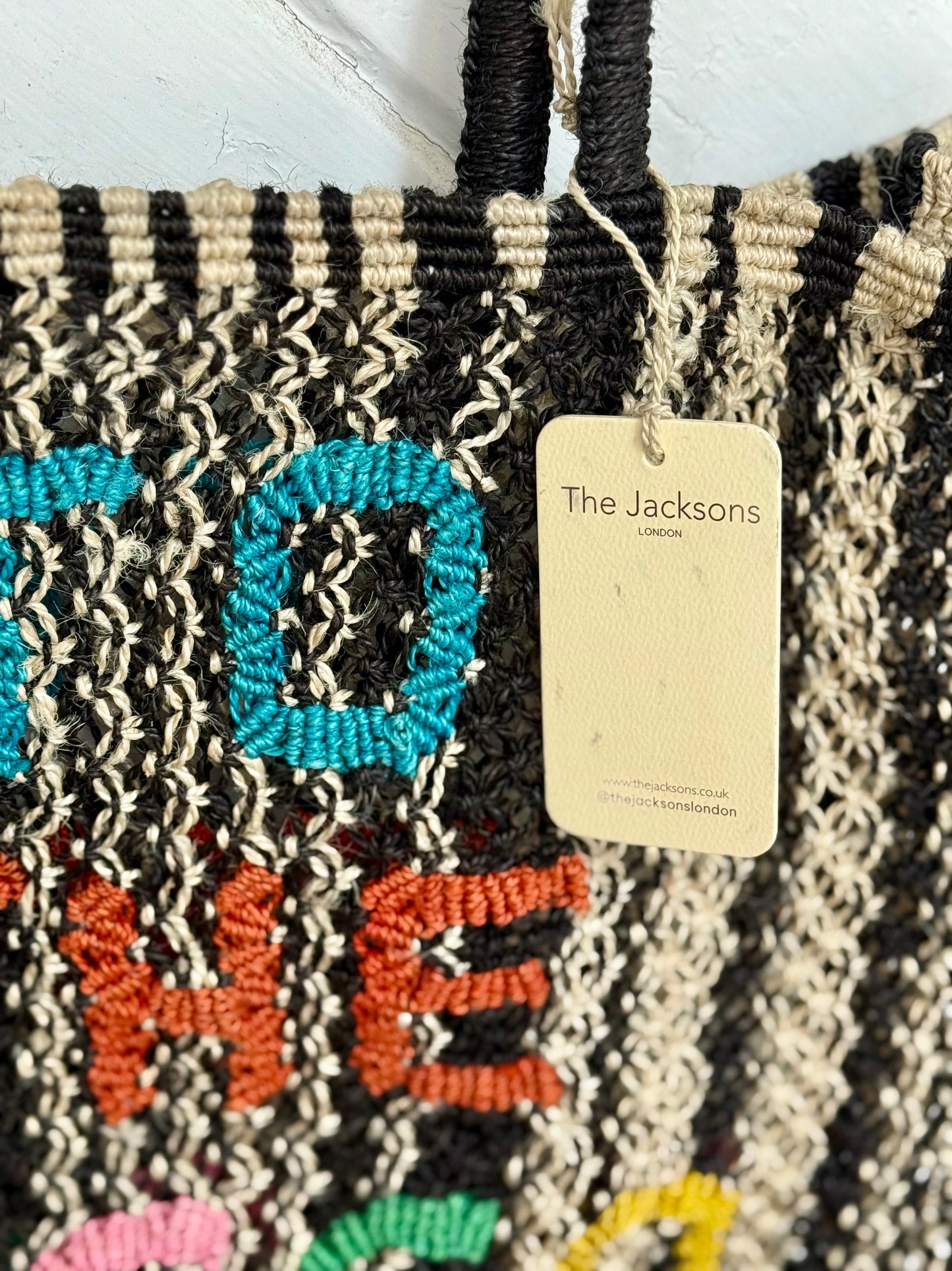 The Jacksons To The Disco Jute Bag Large, Black White Multi