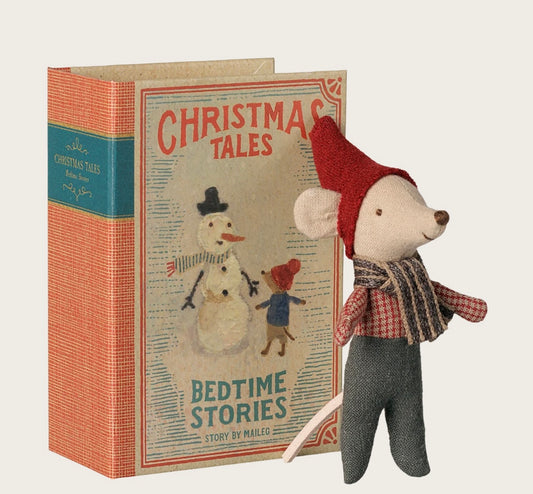 Christmas mouse baby in book.