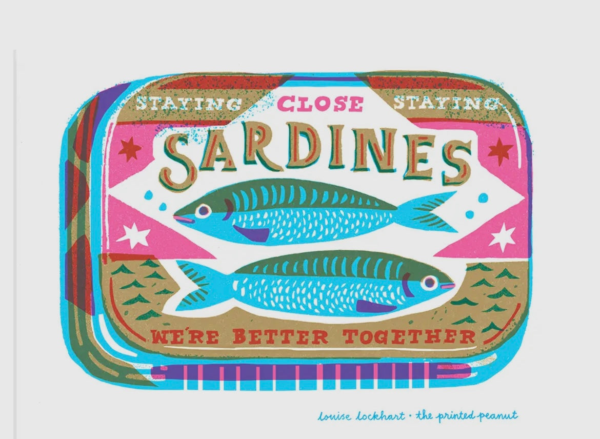 A4 sardines risograph art print by The Printed Peanut