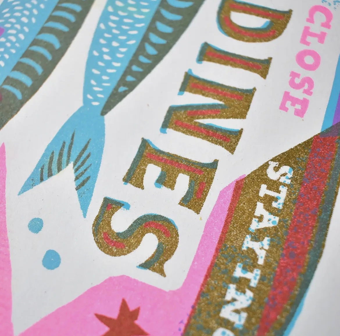 A4 sardines risograph art print by The Printed Peanut