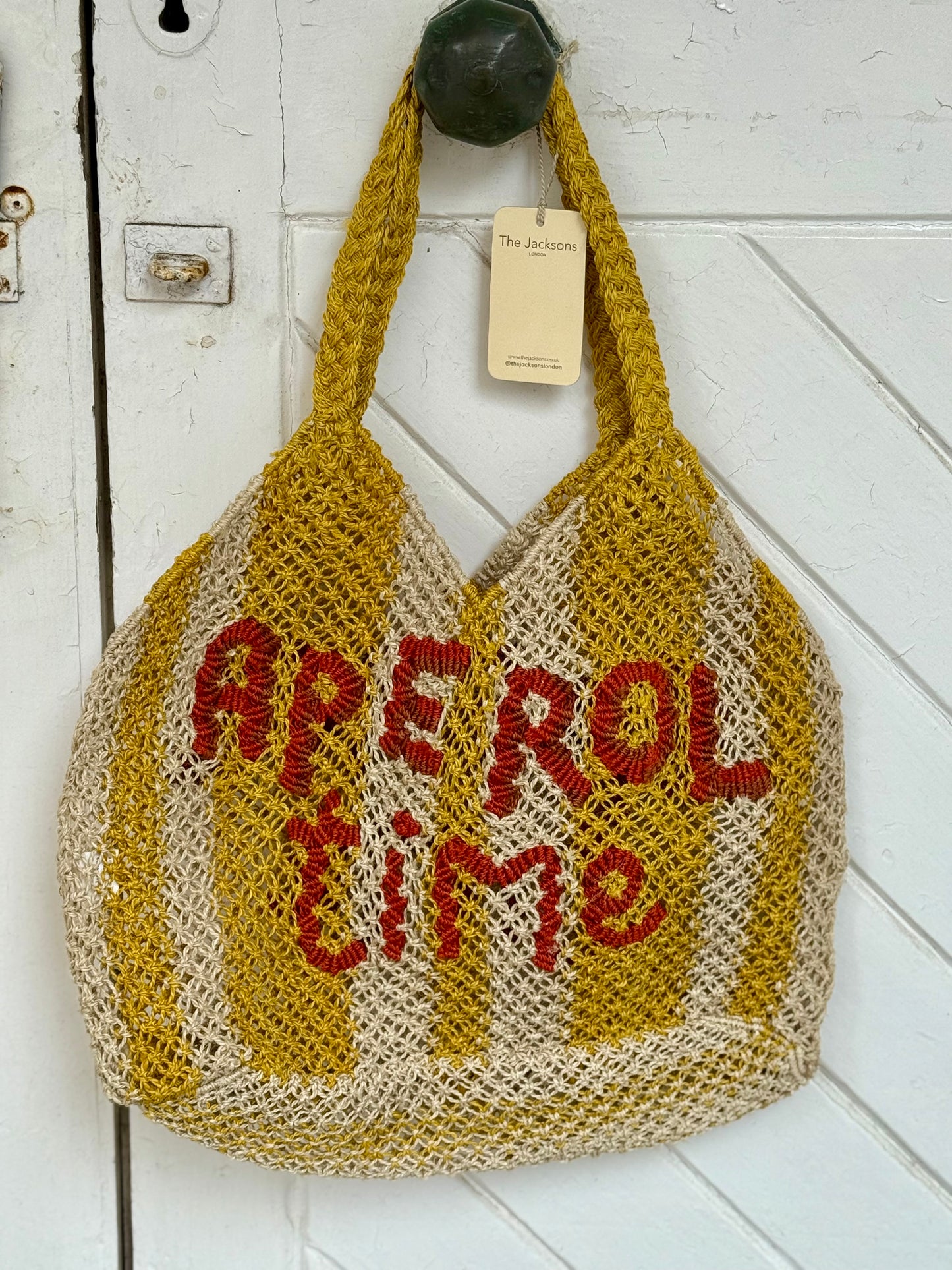 The Jacksons Aperol Time Jute Bag Yellow Red Natural