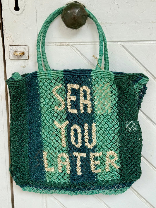 The Jacksons Sea You Later Jute Bag Blue & Green